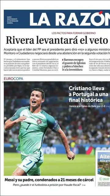 Portada de 'La Razón' Portada de 'La Razón'