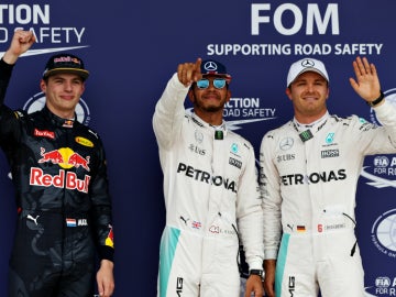 Hamilton, Rosberg y Verstappen
