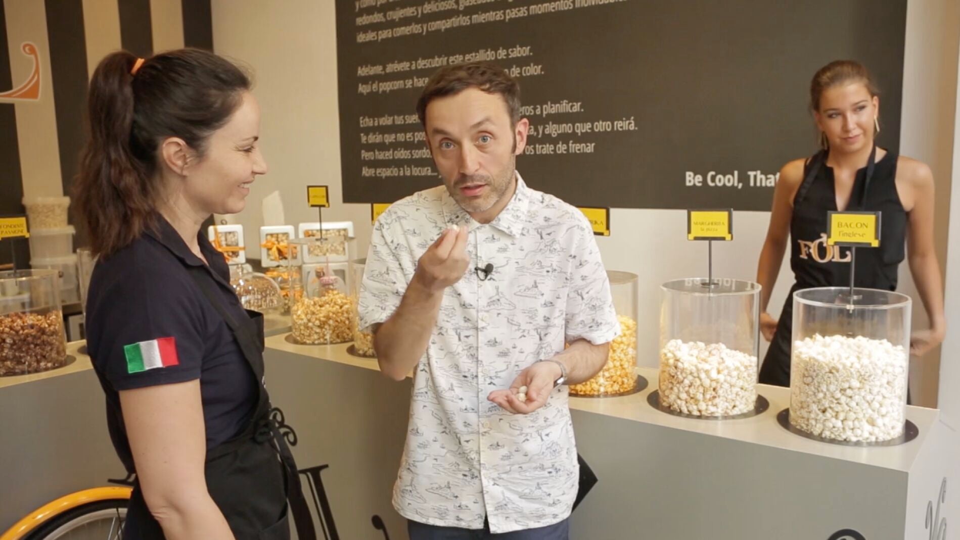 Palomitas con sabor a pizza, amigos.