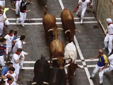 Los toros de la ganadería de Jandilla, en Pamplona.