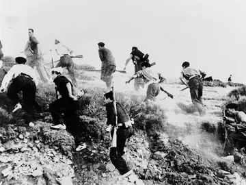 Imagen de archivo de los combatientes en la Guerra Civil española Imagen de archivo de los combatientes en la Guerra Civil española