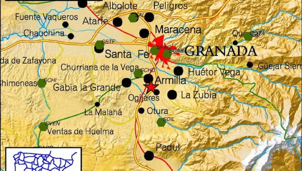 Epicentro del terremoto de Granada.