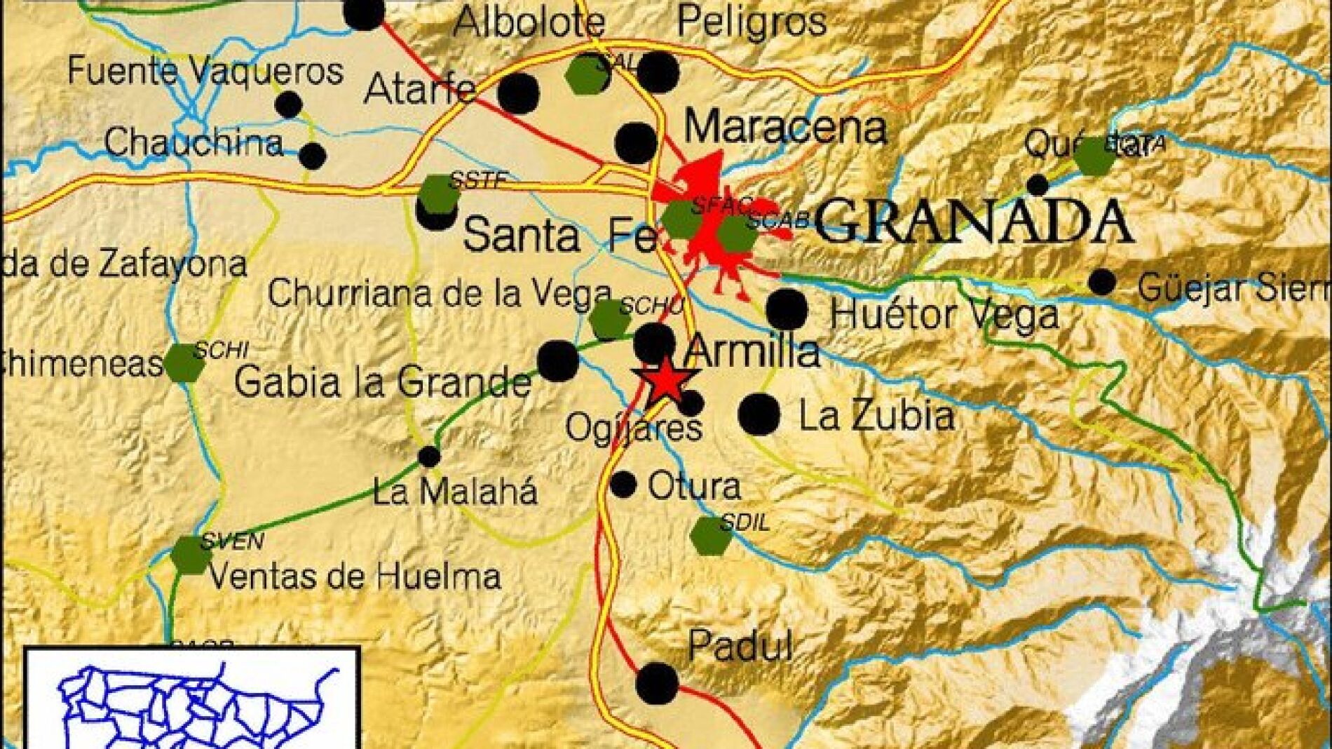 Epicentro del terremoto de Granada.