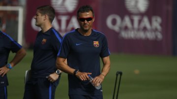 Luis Enrique, durante el entrenamiento del Barcelona