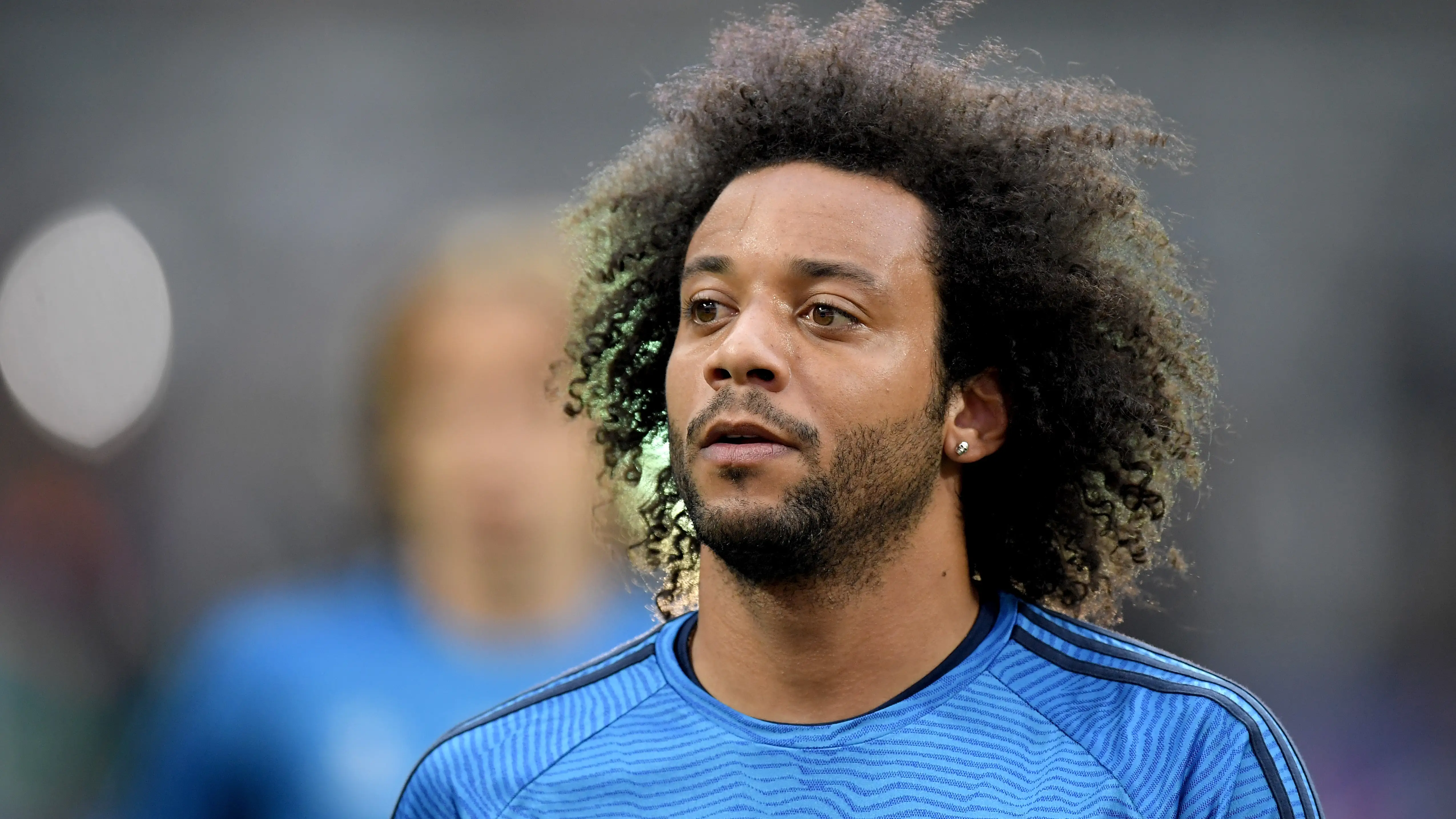 Marcelo, en un entrenamiento del Real Madrid