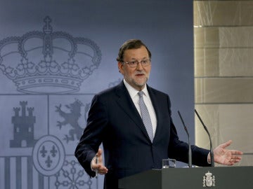 Mariano Rajoy en rueda de prensa en Moncloa