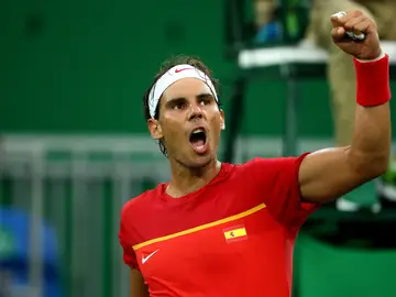 Rafa Nadal celebra un punto ante Delbonis Rafa Nadal celebra un punto ante Delbonis