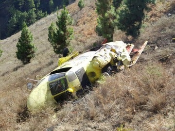 Helicoptero accidentado en La Palma.