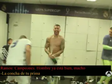 Ramos abre el champán en el vestuario Ramos abre el champán en el vestuario