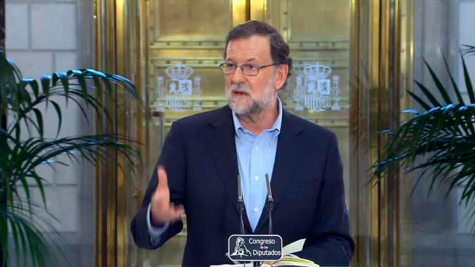 Mariano Rajoy en una rueda de prensa en el Congreso