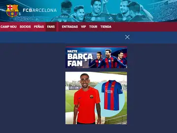 Alcácer, con la camiseta del Barcelona en la web del club Alcácer, con la camiseta del Barcelona en la web del club