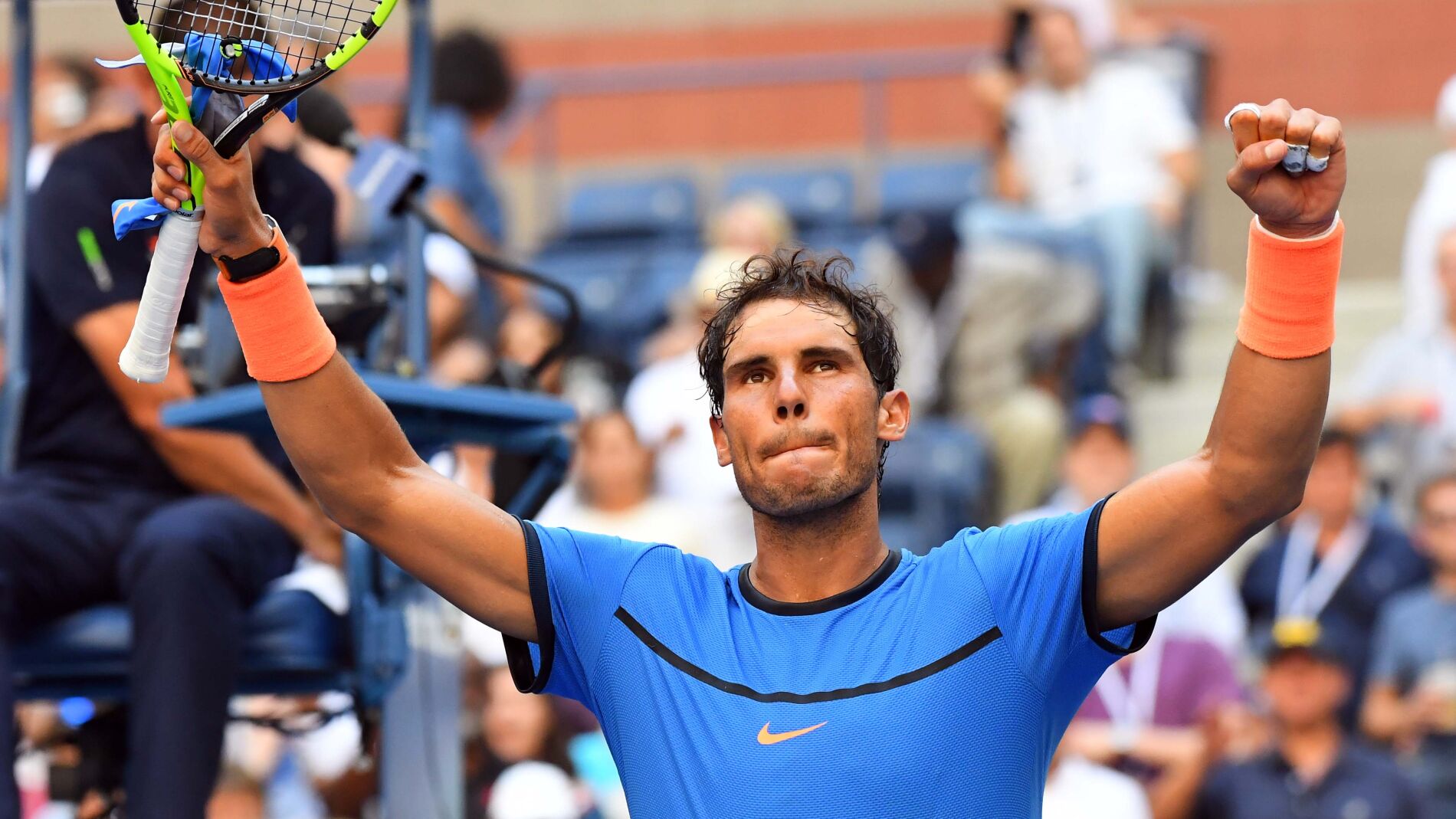 Rafa Nadal celebra su triunfo ante Istomin