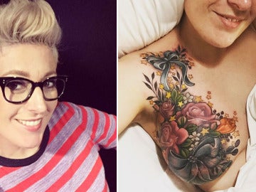  Alison Habbal luce orgullosa su tatuaje en el pecho.
