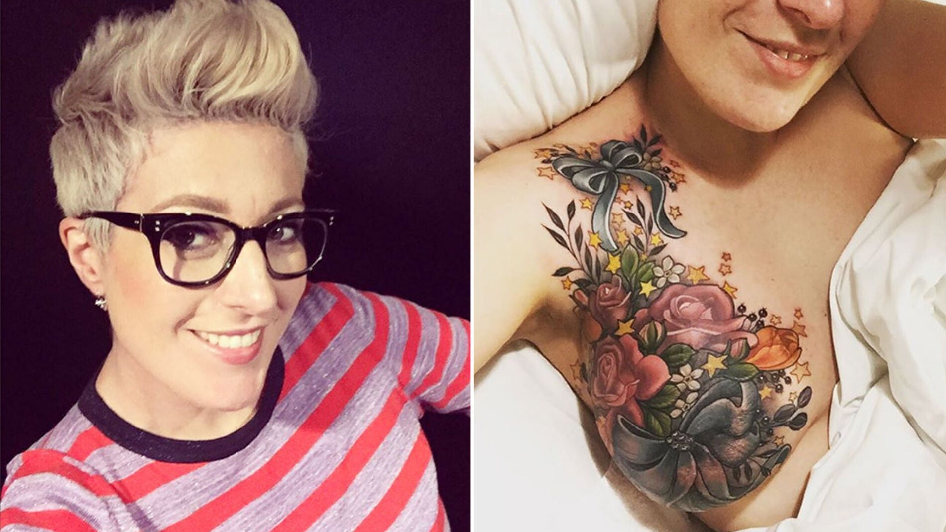  Alison Habbal luce orgullosa su tatuaje en el pecho.