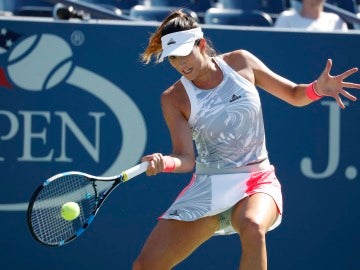 Garbiñe Muguruza, durante su partido en el US Open