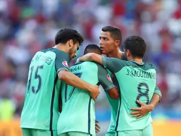 Portugal celebra un gol durante la Eurocopa Portugal celebra un gol durante la Eurocopa