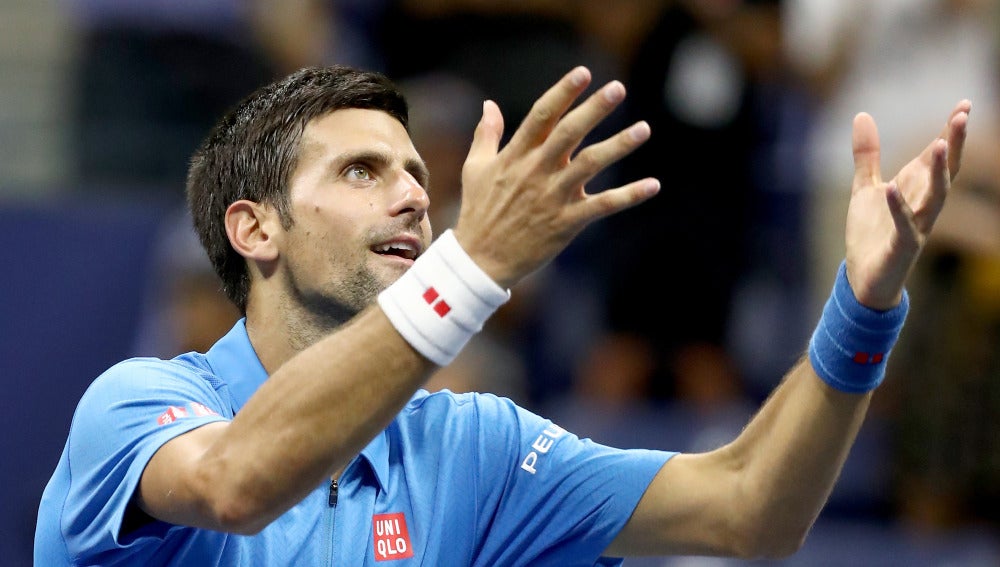 Djokovic celebrando su triunfo ante Janowicz en el US Open