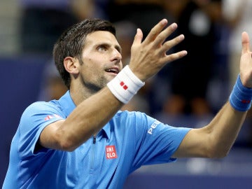 Djokovic celebrando su triunfo ante Janowicz en el US Open