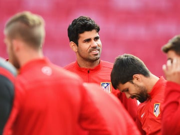 Diego Costa, durante un entrenamiento con el Atlético de Madrid