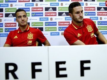 Lucas Vázquez y Koke en rueda de prensa con la Selección.