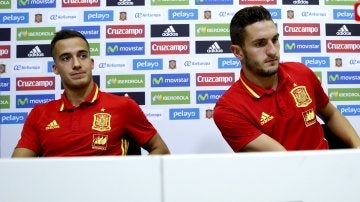 Lucas Vázquez y Koke en rueda de prensa con la Selección.