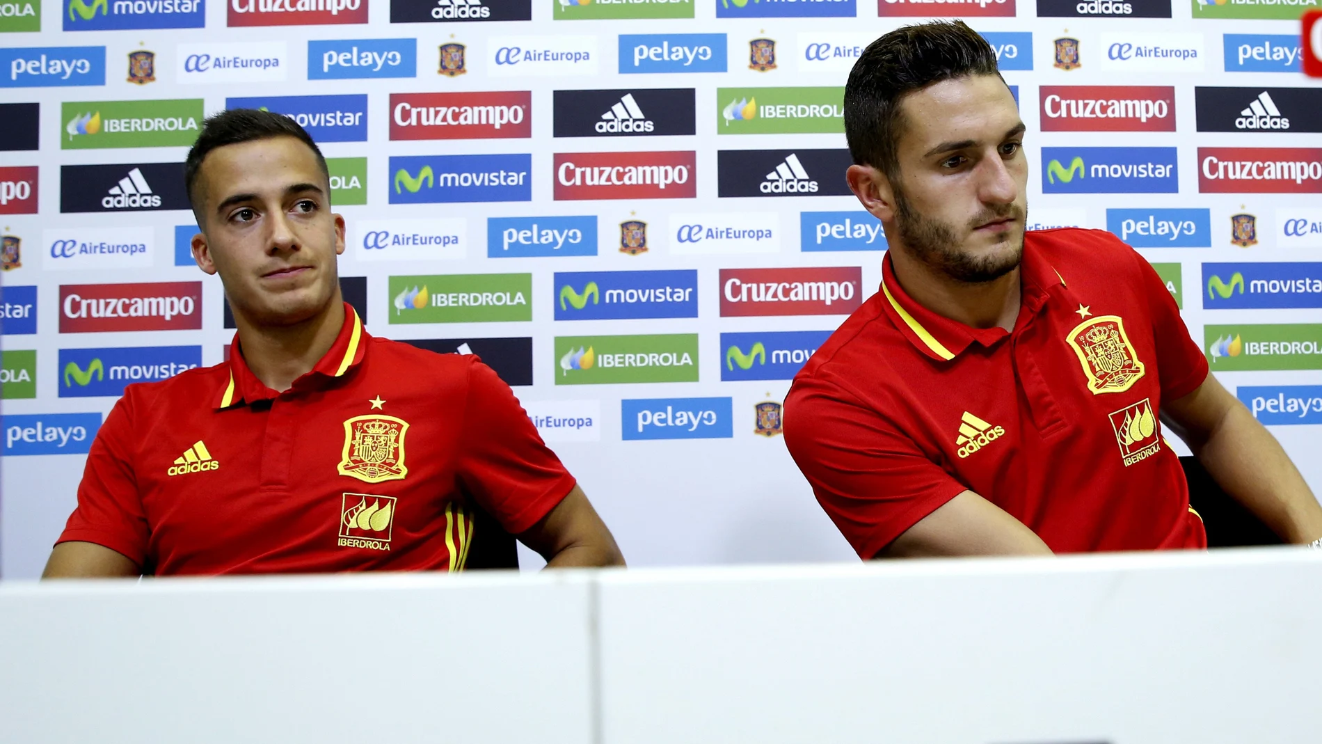 Lucas Vázquez y Koke en rueda de prensa con la Selección. Lucas Vázquez y Koke en rueda de prensa con la Selección.