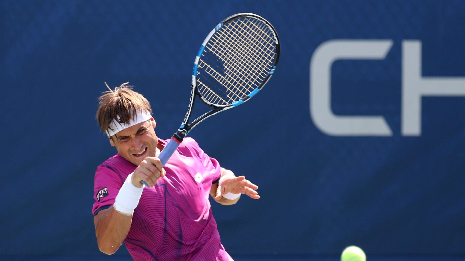 David Ferrer devuelve una bola a Dolgopolov