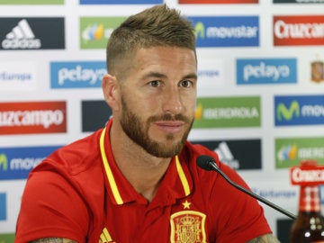 Sergio Ramos, durante la rueda de prensa