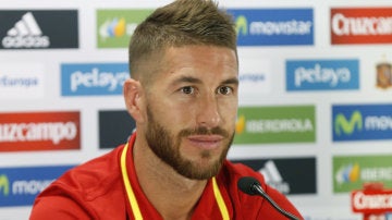 Sergio Ramos, durante la rueda de prensa