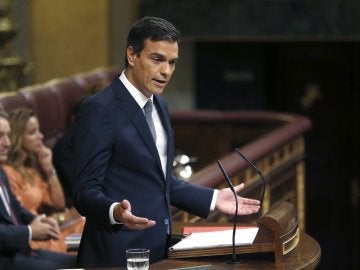 Pedro Sánchez, en el debate de investidura