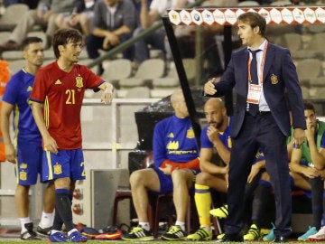 Julen Lopetegui, junto a David Silva