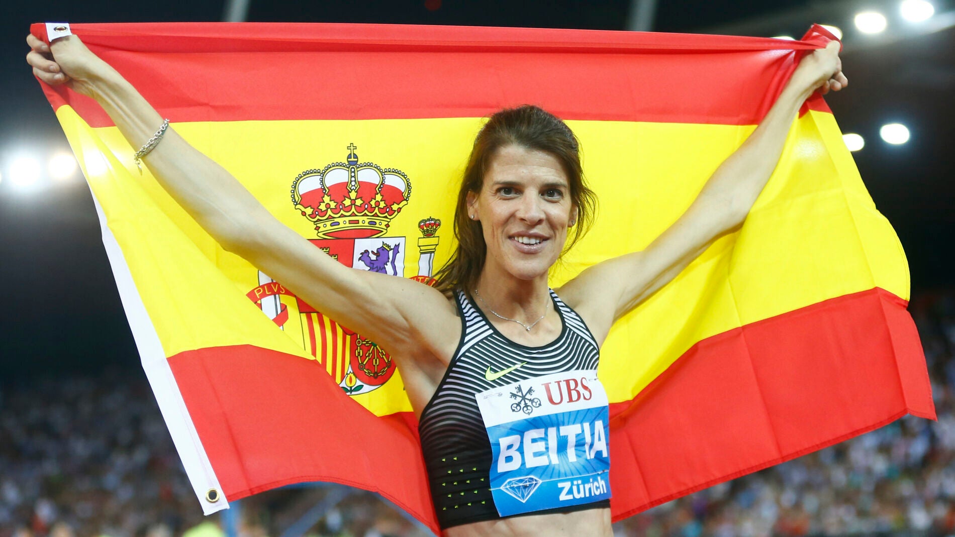 Ruth Beitia celebra su victoria en la Diamond League