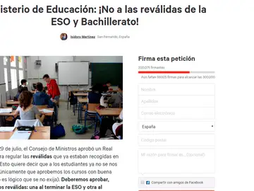 Solicitud: ¡No a las reválidas de la ESO y Bachillerato! Solicitud: ¡No a las reválidas de la ESO y Bachillerato!