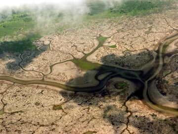 Visión panorámica del lago Anama, en el Amazonas.