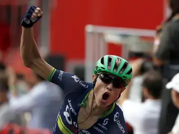 Nielsen celebra su victoria en la etapa de la Vuelta Nielsen celebra su victoria en la etapa de la Vuelta