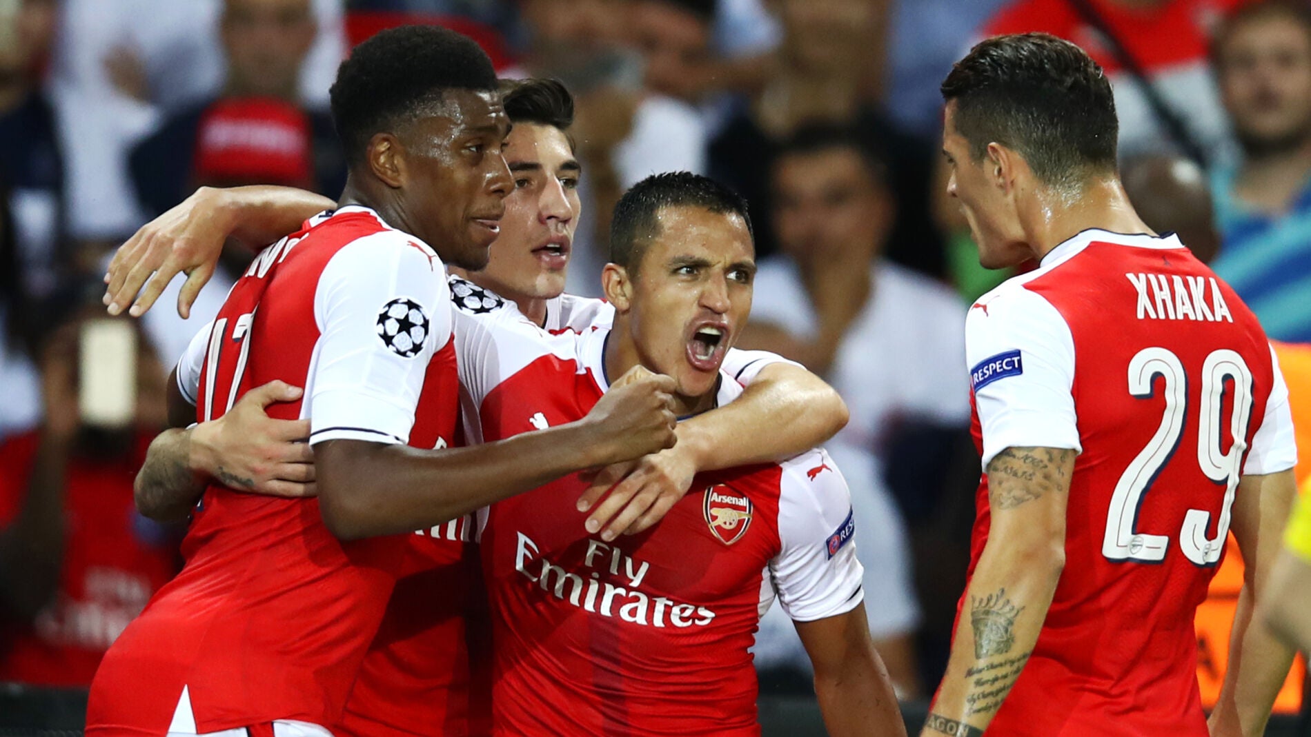 Alexis S&aacute;nchez celebra su gol con el Arsenal