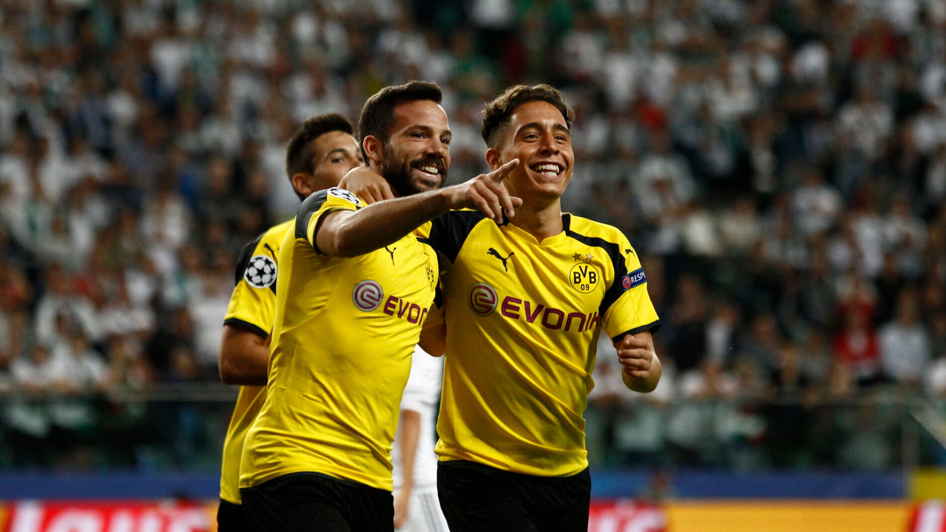 Los jugadores del Borussia Dortmund celebrando un gol en Champions League