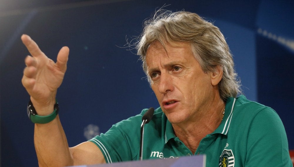 Jorge Jesús, entrenador del Sporting de Portugal en rueda de prensa.