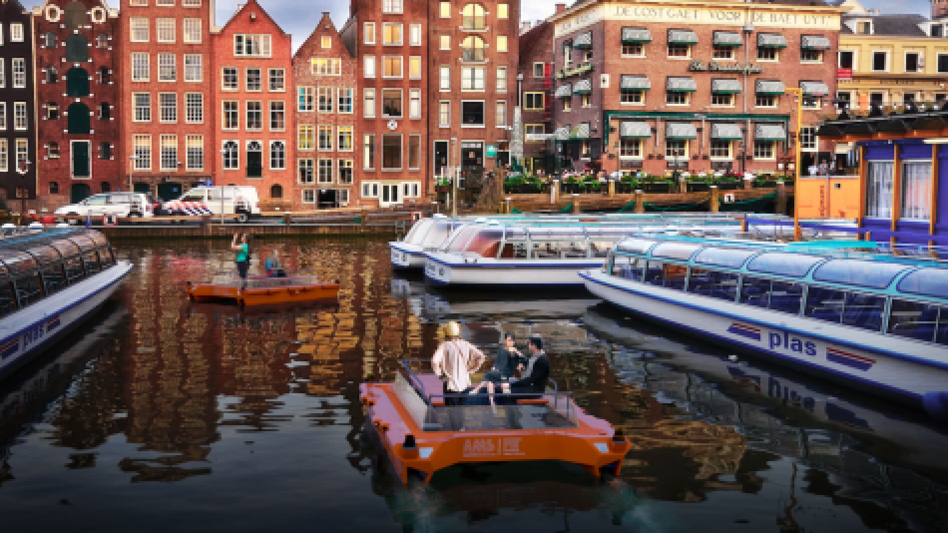 Los barcos robot por los canales de Amsterdam