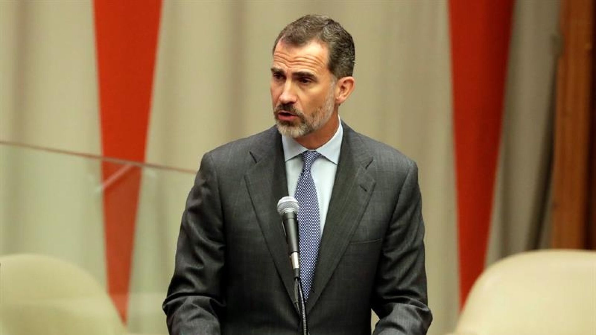 El Rey Felipe VI durante su discurso en la ONU