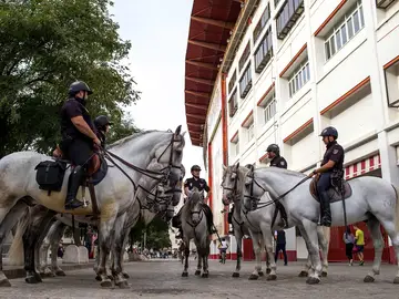La policía montada en los aledaños del Sánchez Pizjuán La policía montada en los aledaños del Sánchez Pizjuán