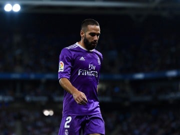 Carvajal abandonando el Espanyol-Real Madrid.