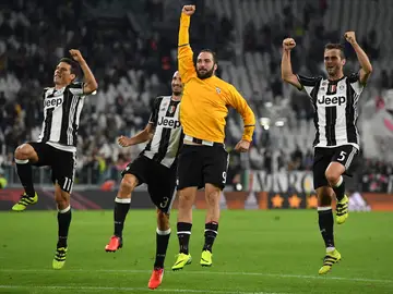 La Juventus celebra la victoria en la Serie A La Juventus celebra la victoria en la Serie A