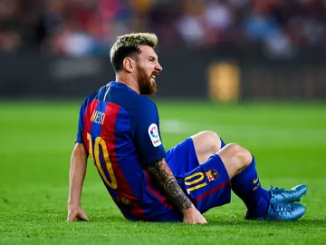 Messi, con dolores en el pubis Messi, con dolores en el pubis