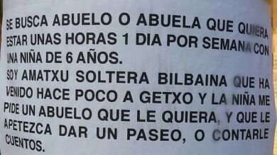 Una mujer de Getxo busca un abuelo para cuidar de su hija de seis años