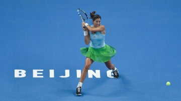 Garbi&ntilde;e Muguruza, en el partido contra Begu en el Open de China