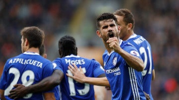 Diego Costa, celebrando su gol ante el Hull City