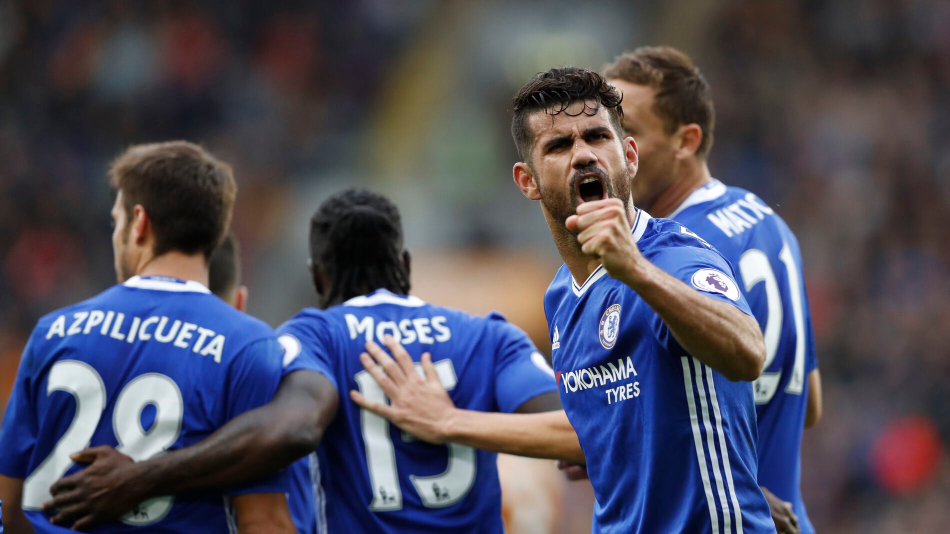 Diego Costa, celebrando su gol ante el Hull City