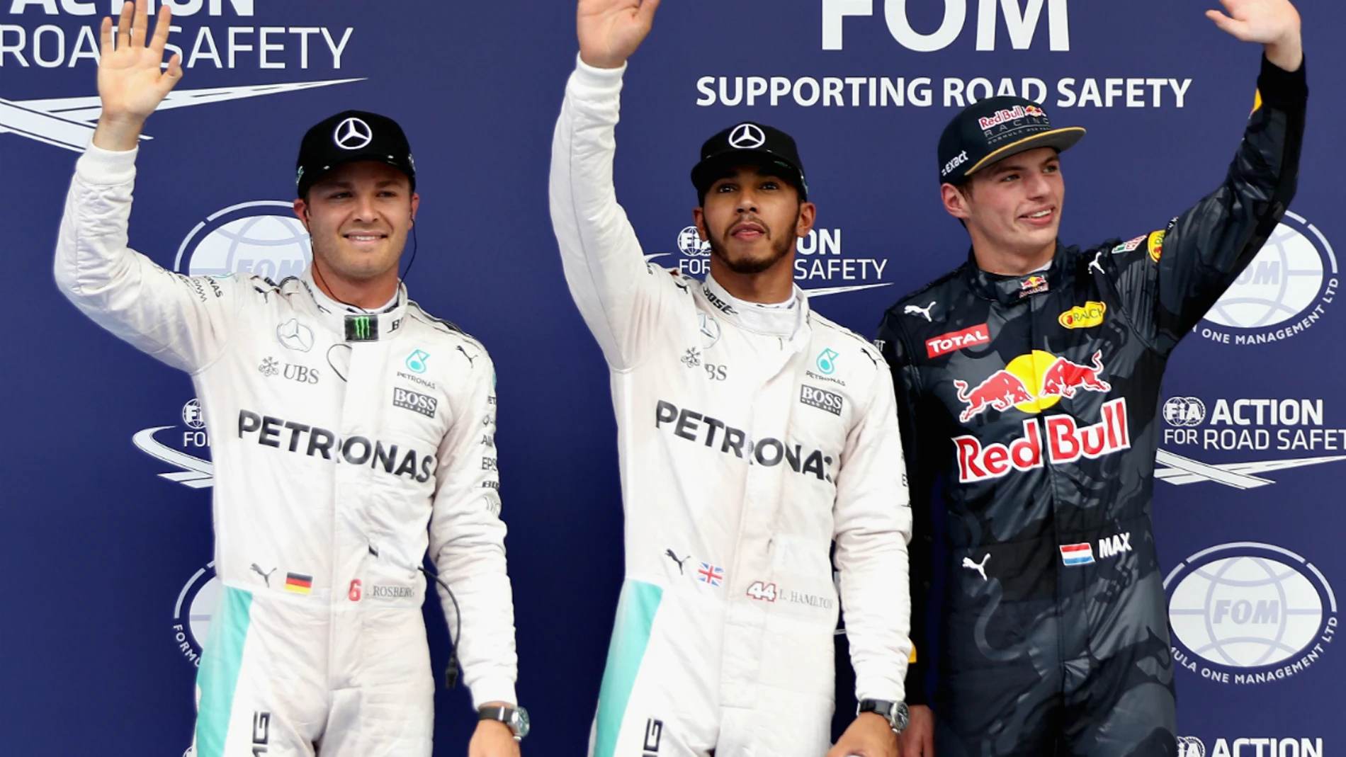 Rosberg, Hamilton y Verstappen