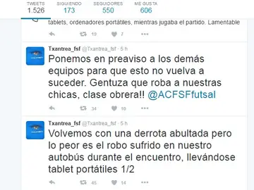 Tuit del Txantrea denunciado el robo sufrido en Madrid Tuit del Txantrea denunciado el robo sufrido en Madrid